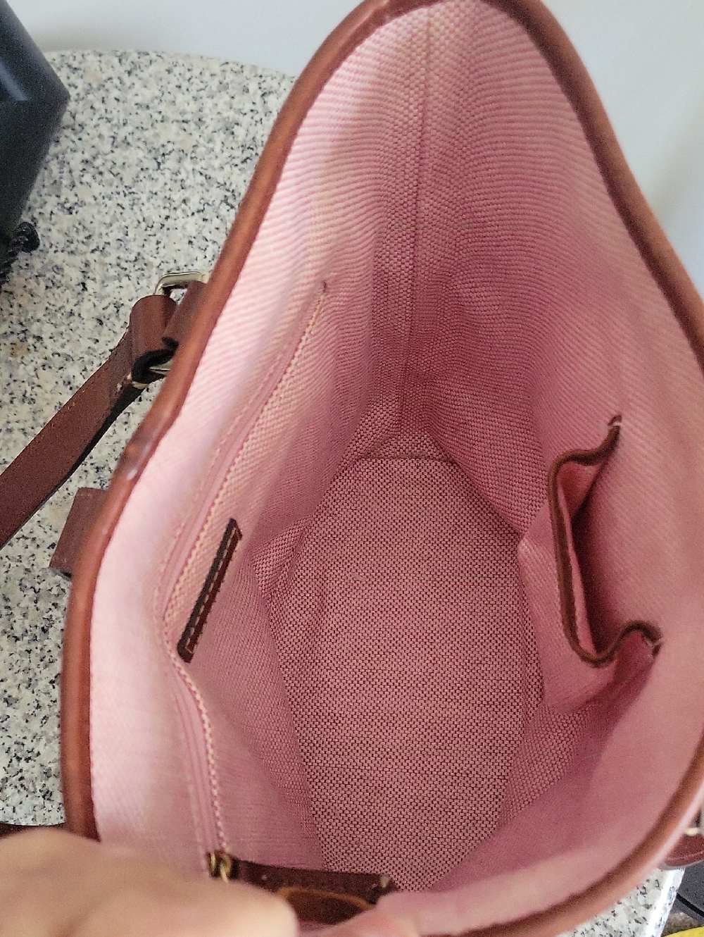 Vintage 1975 Dooney & Bourke Brown Monogram Bucket Bag with Cognac Brown Trim - Picture 13 of 16
